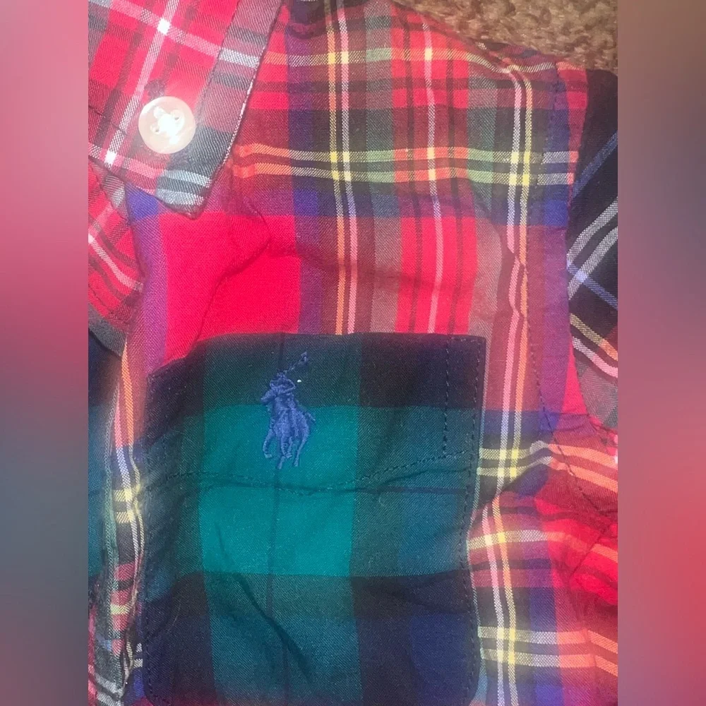 Ralph Lauren boys mixed plaid button down shirt size 9 months holiday classic